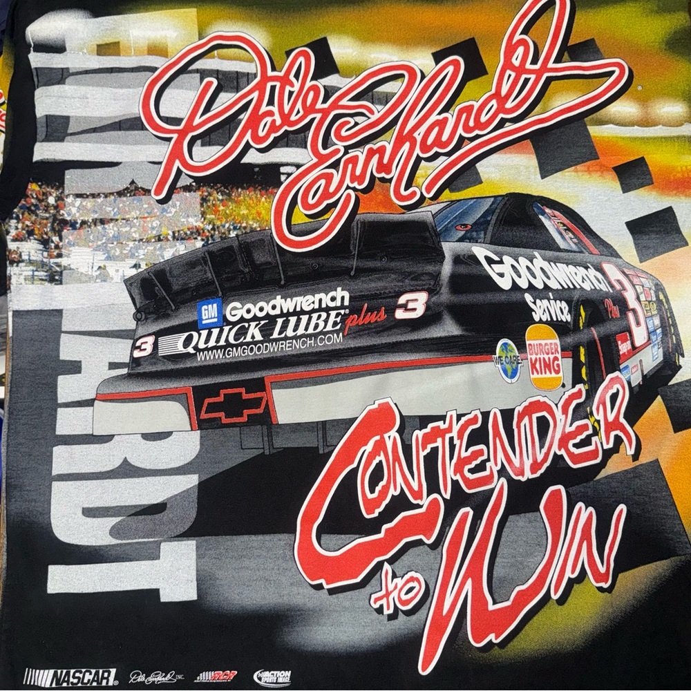 Dale Earnhardt Tough Competitor all over print tshirt Chase Authentics Large vtg - Picture 8 of 11
